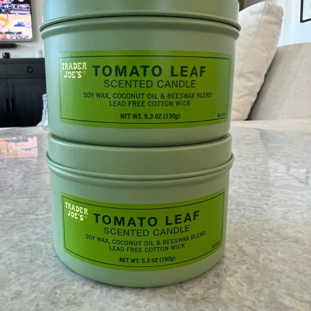NWT - Trader Joe’s Green Tomato Leaf Scented Candle